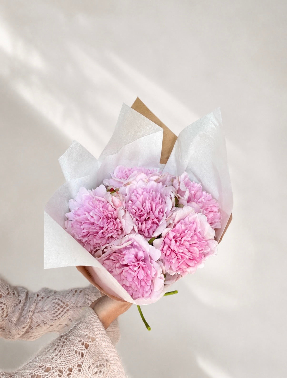 Peonbukett lys rosa