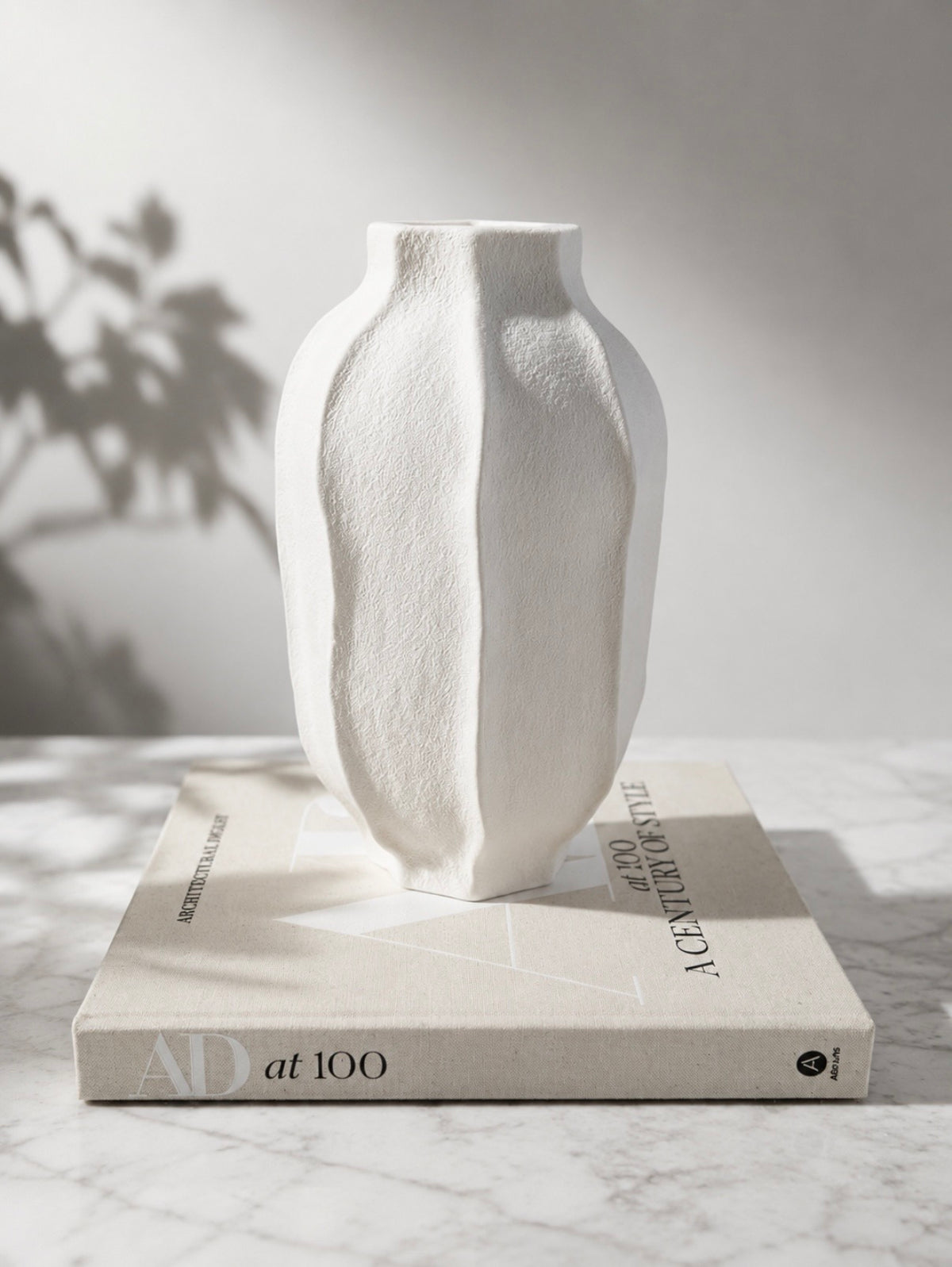 Vase stengods, 18 x 32 cm, naturhvit