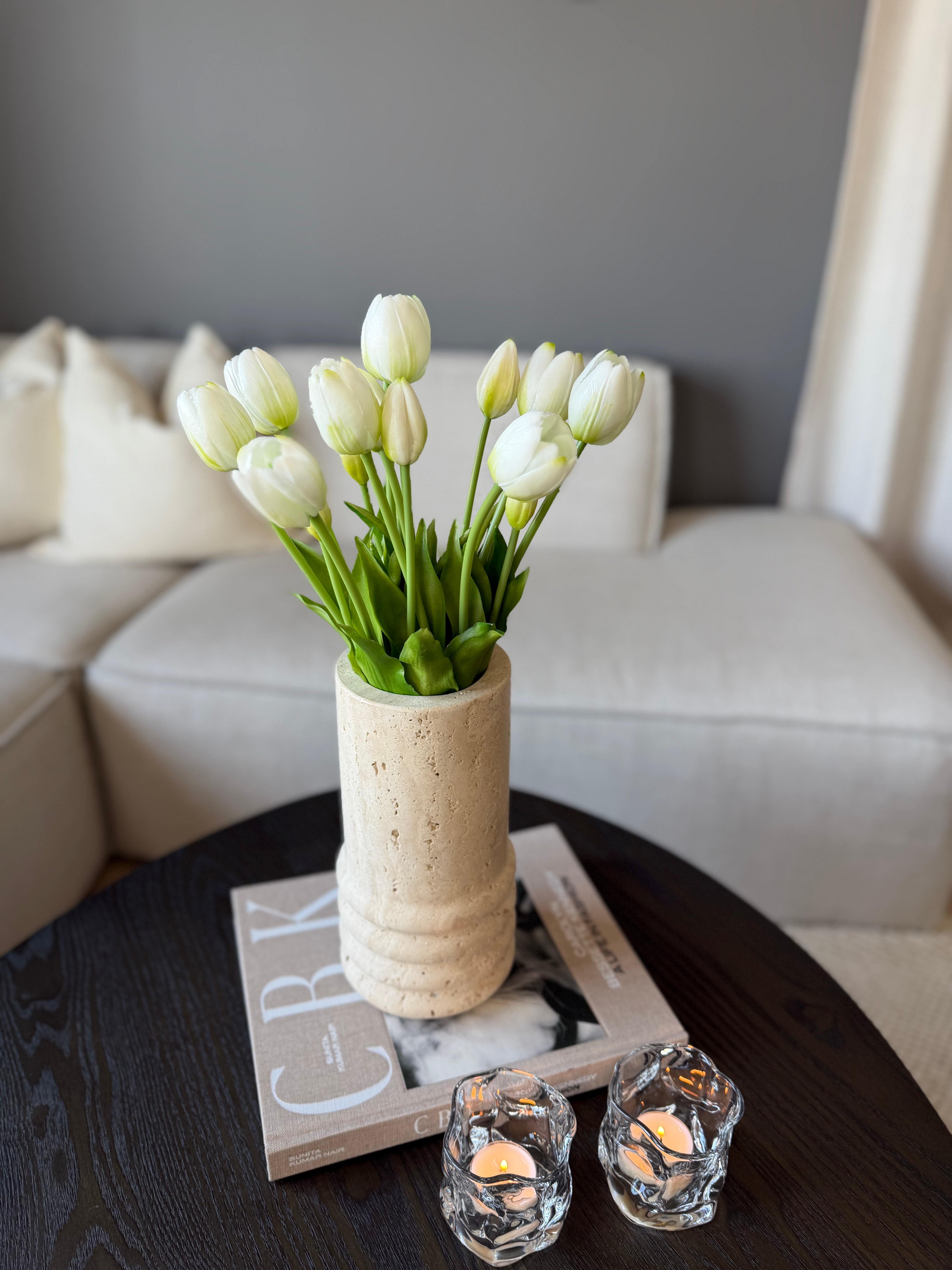 Tulipanbukett hvit/grønn - 15stk