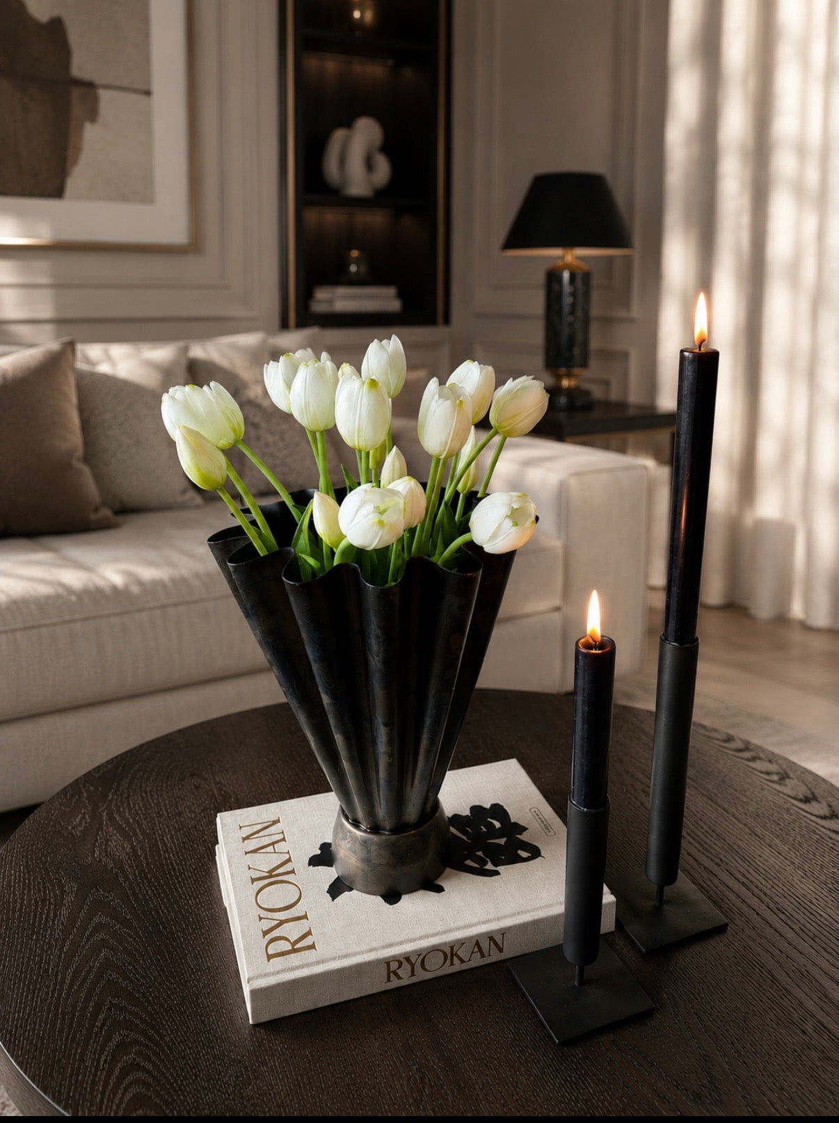 Tulipanbukett hvit/grønn - 20 stk