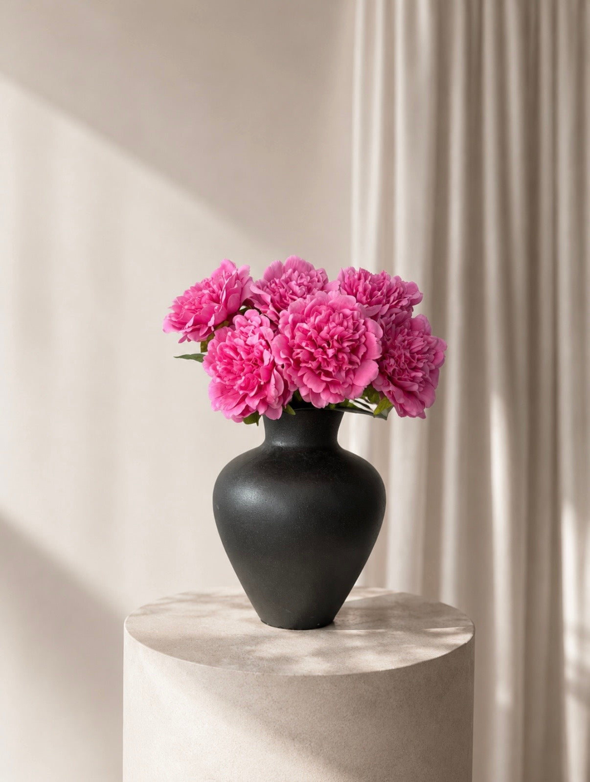 Peonbukett mørk rosa