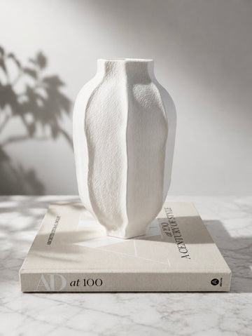 Vase stengods, 18 x 32 cm, naturhvit