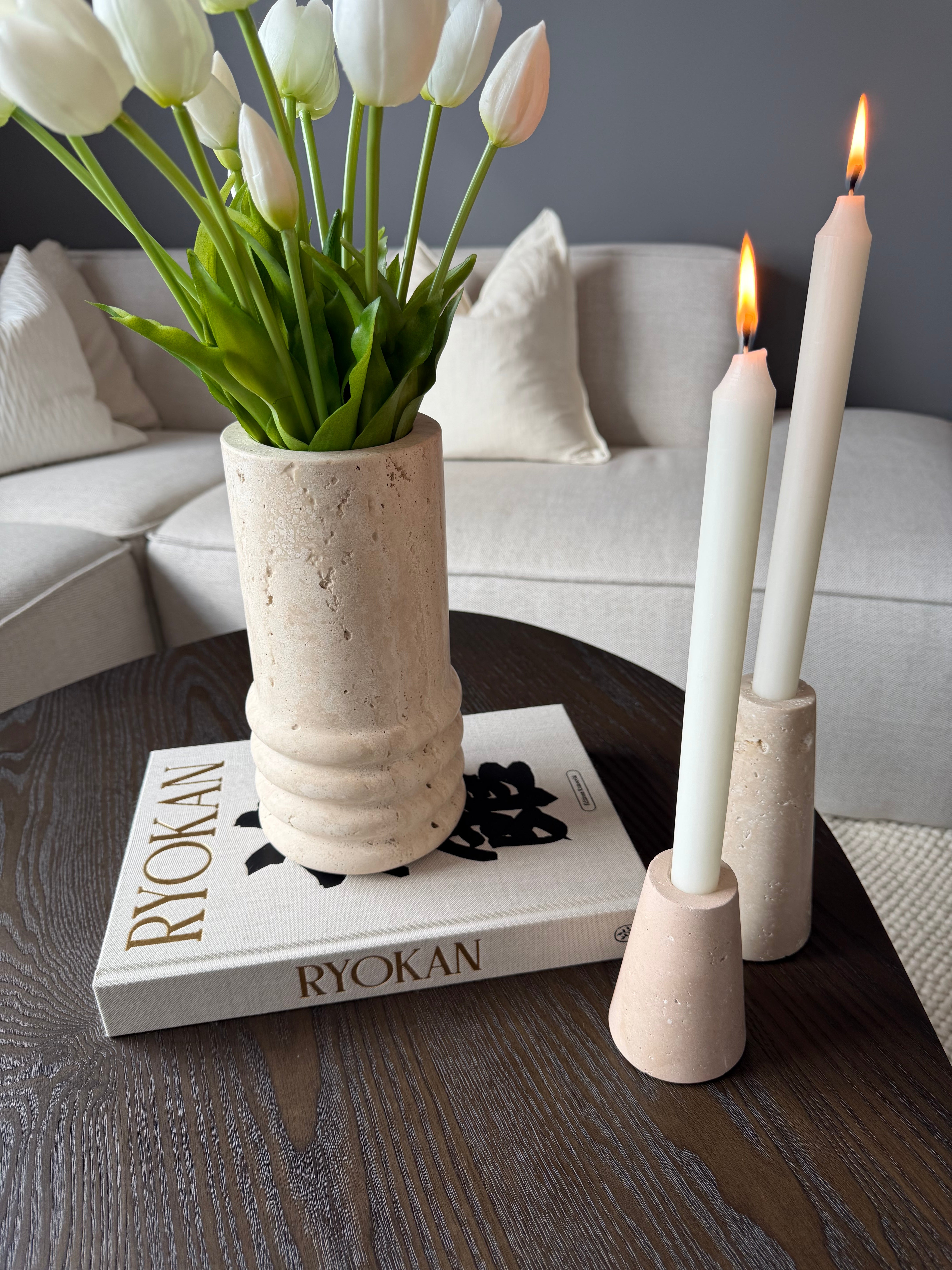 Travertine Molí Vase 12x25cm