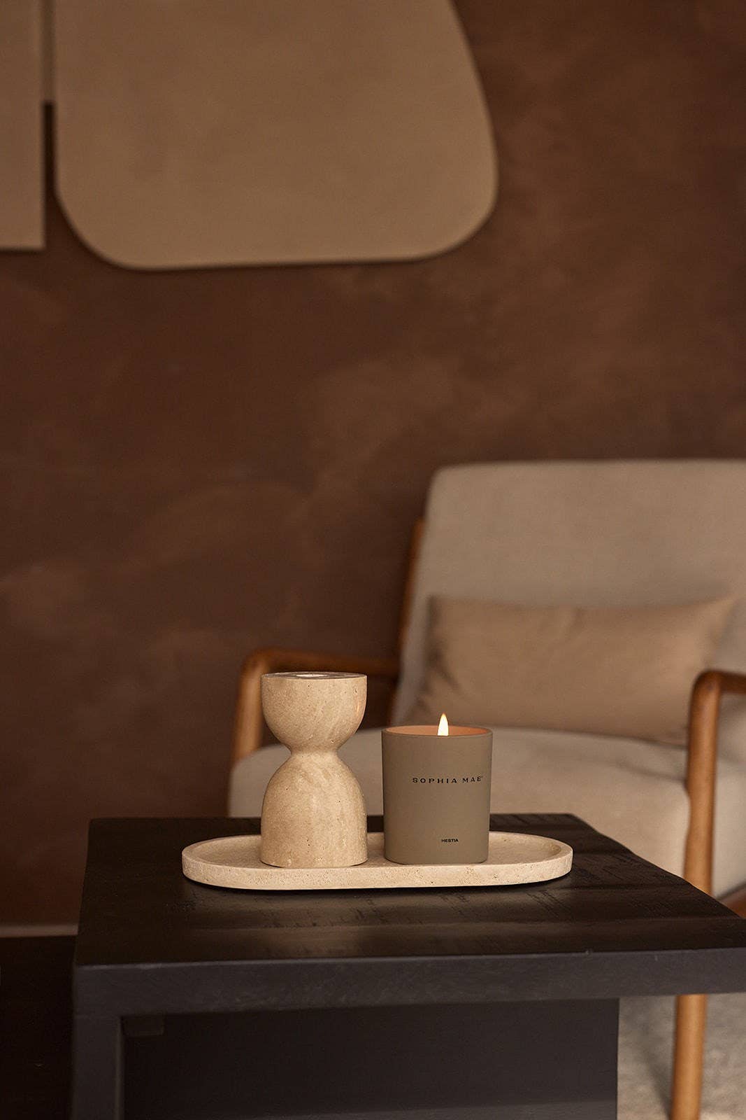 Travertine oval tray 30x15cm