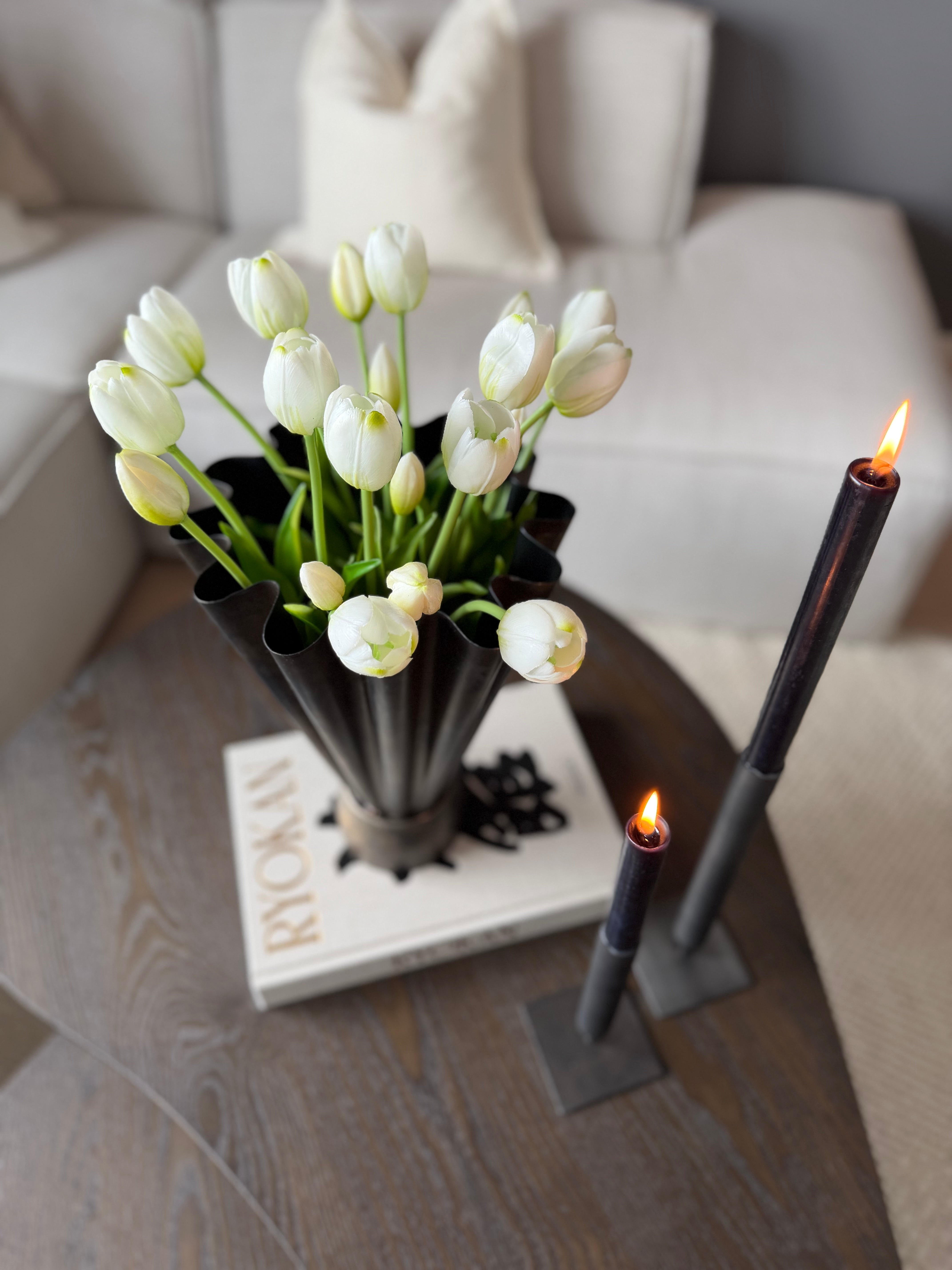 Tulipanbukett hvit/grønn - 20 stk