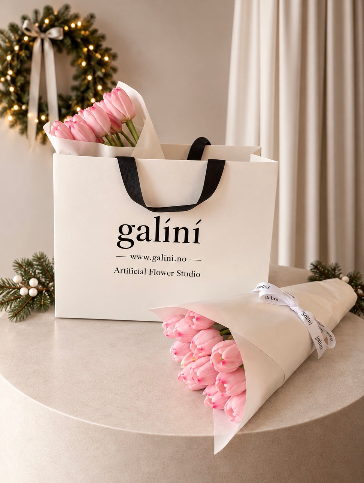 Galini Christmas - rosa tulipanbukett